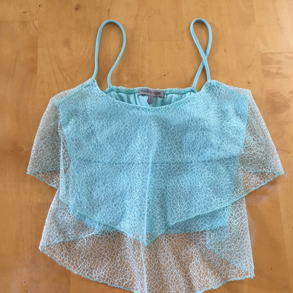 CHARLOTTE RUSSE XS CROP TOP AQUA